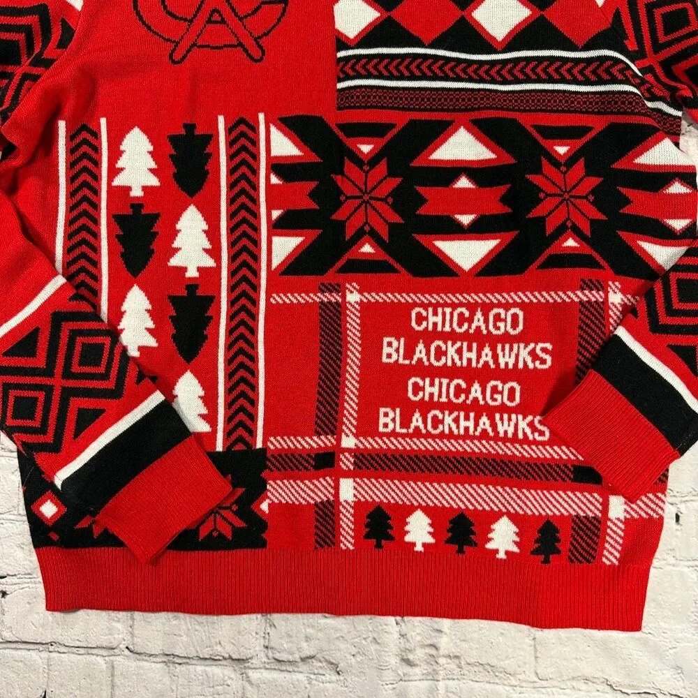 Chicago Blackhawks NHL Patches Ugly Sweater Size XL  G